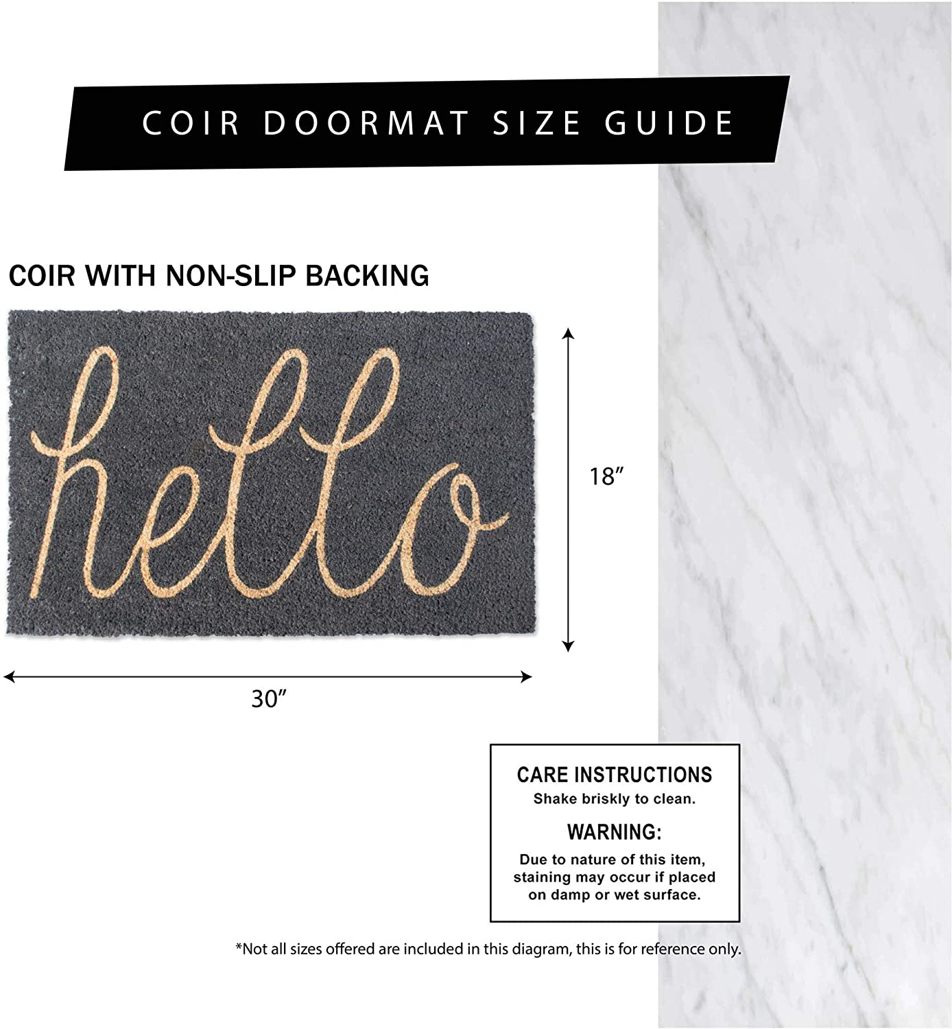 DII Natural Coir Doormat, Checkers Mat, Checkers Welcome, 18X30"