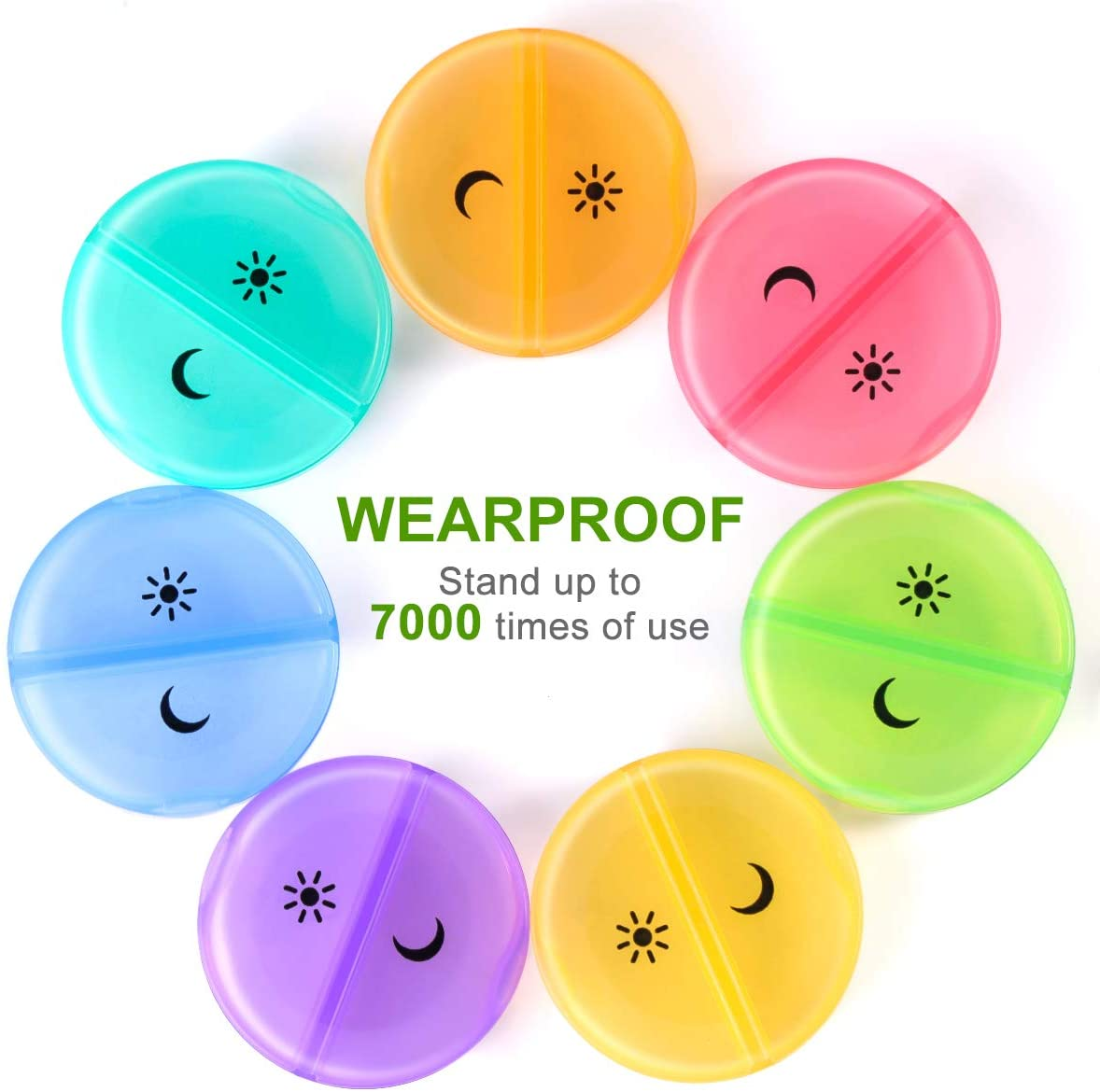 Weekly Pill Organizer 7 Day 2 Times a Day, Sukuos Large Daily Pill Cases for Pills/Vitamin/Fish Oil/Supplements (Clear)
