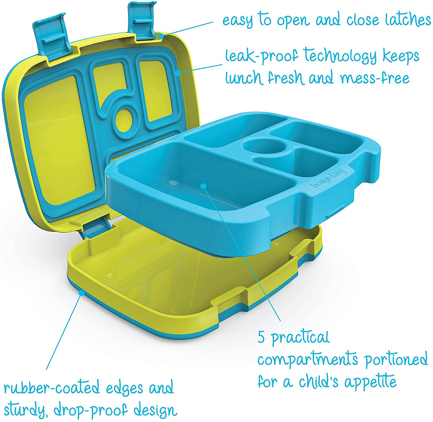 Bentgo Kids Brights – Leak-Proof, 5-Compartment Bento-Style Kids Lunch Box – Ideal Portion Sizes for Ages 3 to 7 – BPA-Free, Dishwasher Safe, Food-Safe Materials