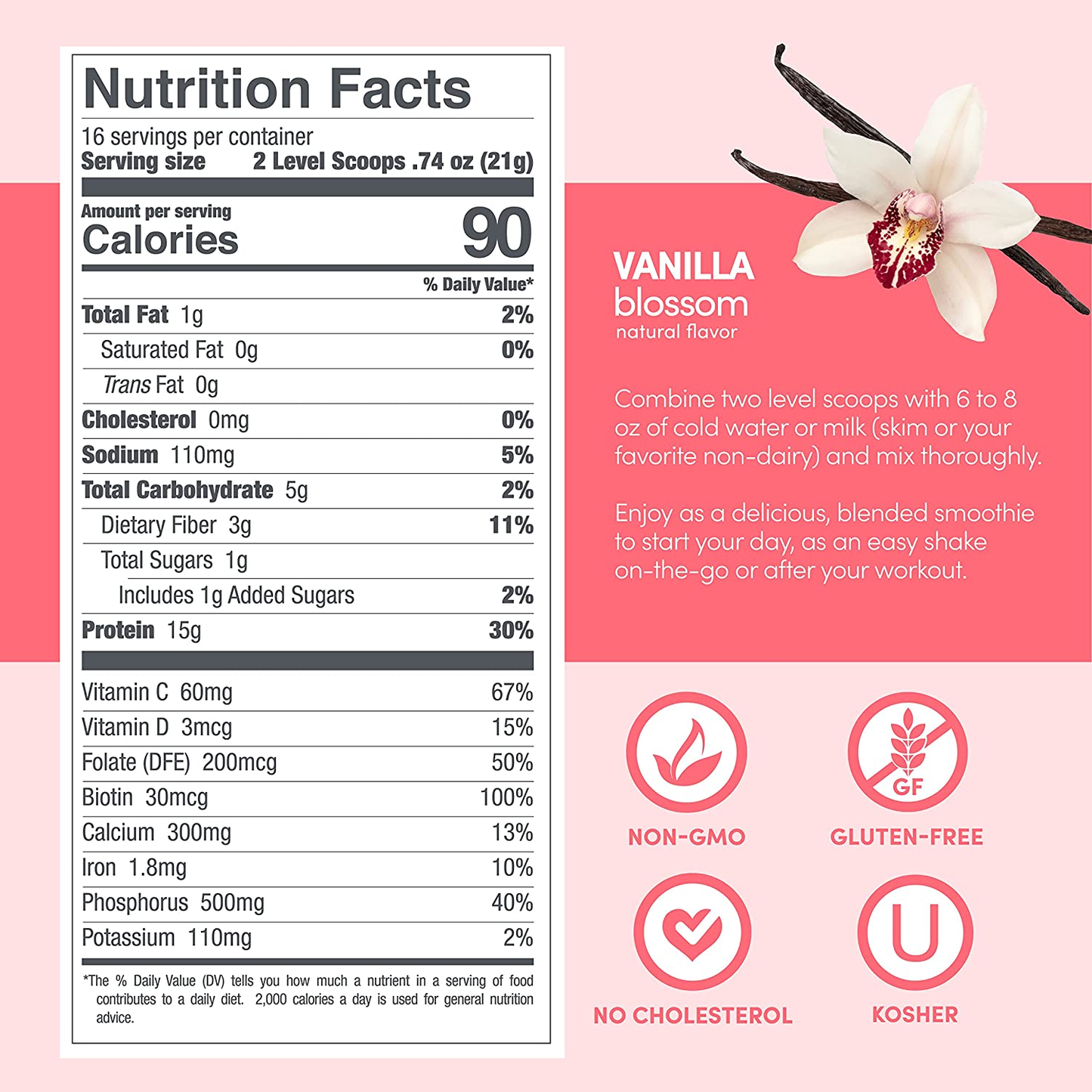 Designer Wellness, Aria, Women'S Wellness Low Calorie Protein Powder with Biotin, Vitamin C and Organic Aloe, Vanilla, 12 Oz