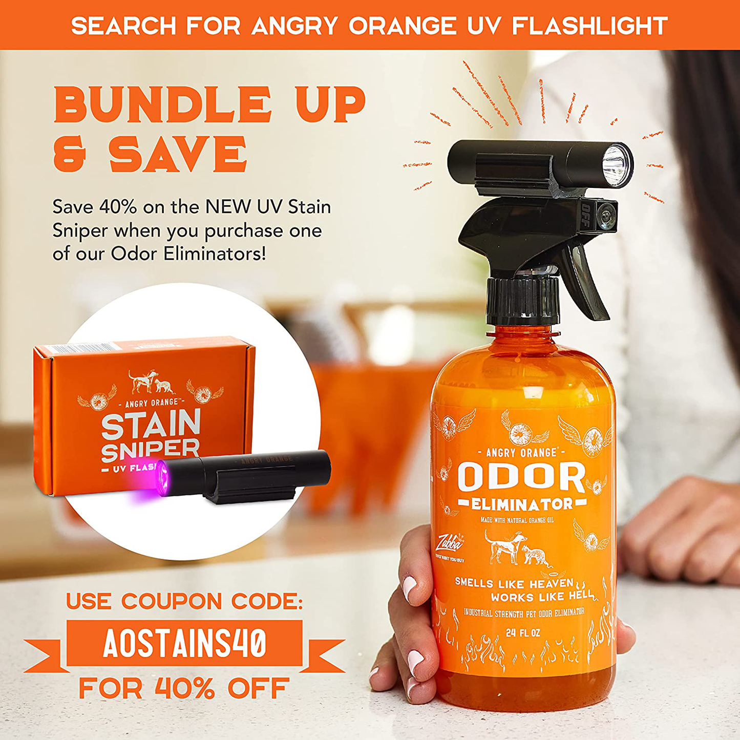ANGRY ORANGE Pet Odor Eliminator for Home - Citrus Deodorizer for Urine Stains & Strong Smells on Carpet, Furniture, or Floors