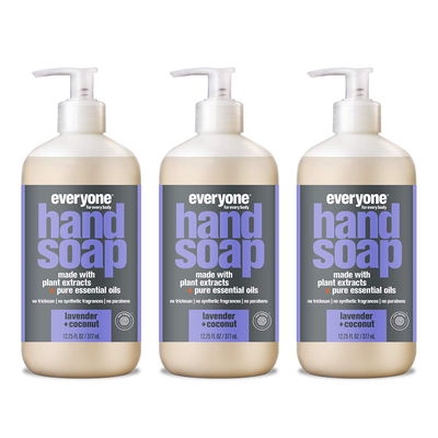 Everyone Liquid Hand Soap, Lavender and Coconut, Plant-Based Cleanser with Pure Essential Oils, 12.75 Ounce (Pack of 3) ,Packaging May Vary