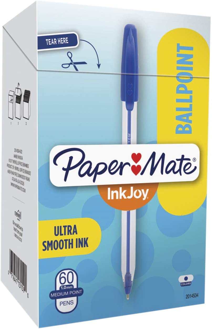 Paper Mate 2014534 Inkjoy 50ST Ballpoint Pens, Medium Point (1.0Mm), Blue, 60 Count