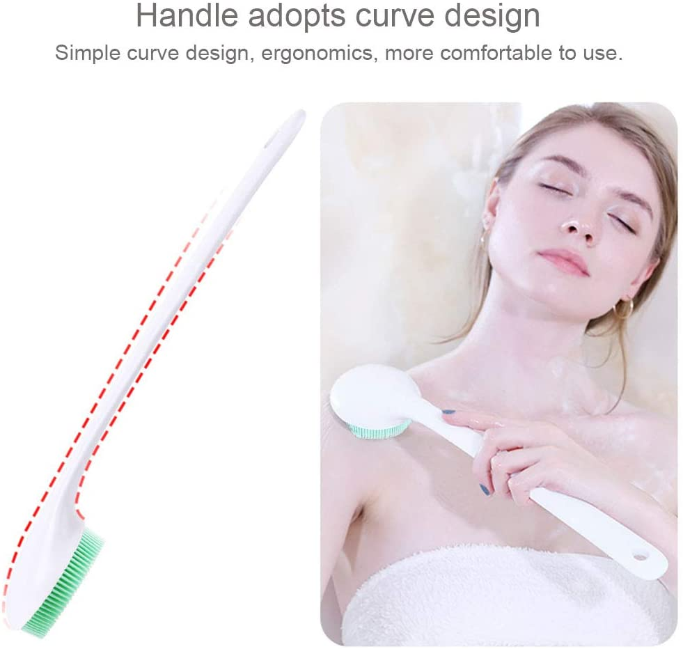 Silicone Bath Body Brush Exfoliator, Back Brush Scrubber Long Handle for Shower with Soft Bristles, Shower Brush Scrubber for Body Men and Women, BPA Free, Non-Slip