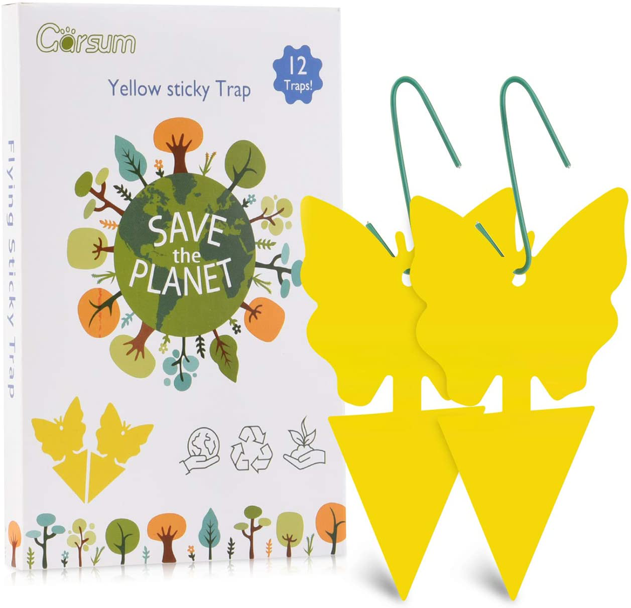 Garsum Yellow Sticky Fruit Fly Traps 12 Pcs Gnat Trap for Indoor/Outdoor Houseplant Sticky Bug Insect Catcher Glue Trappers