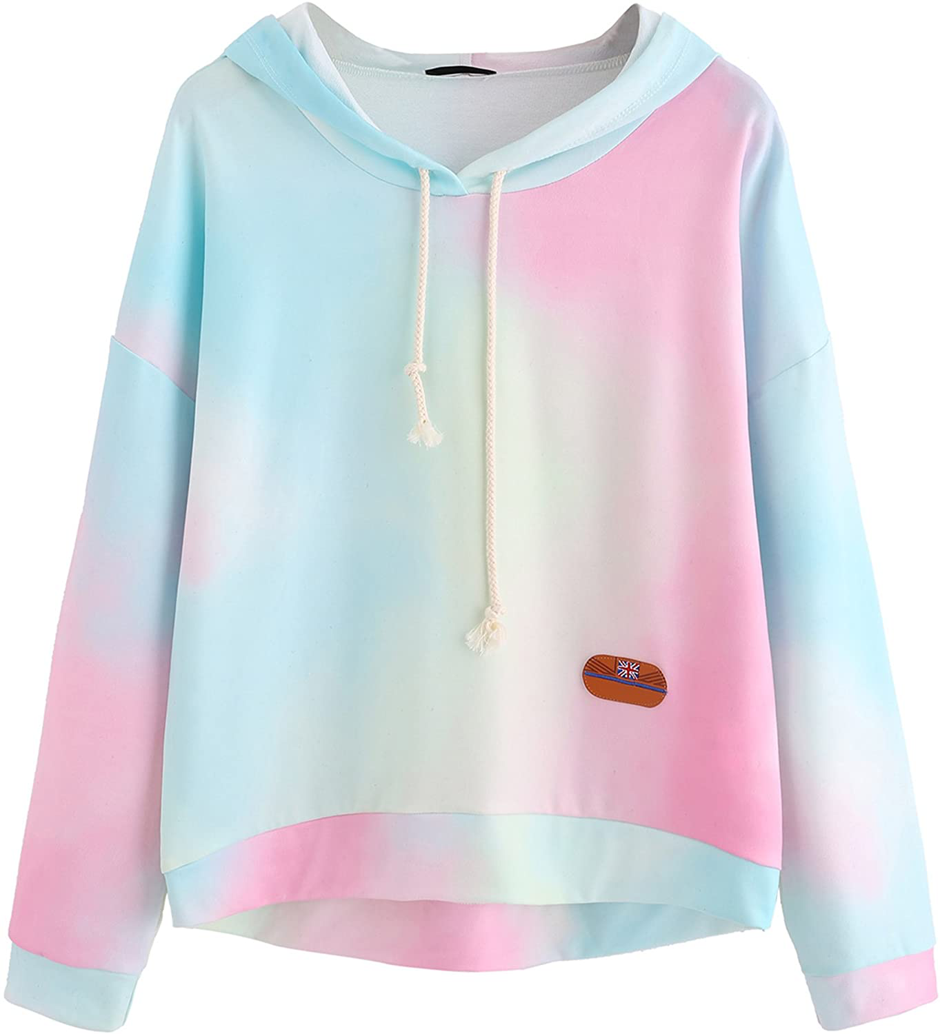SweatyRocks Women's Long Sleeve Hoodie Sweatshirt Colorblock Tie Dye Print Tops