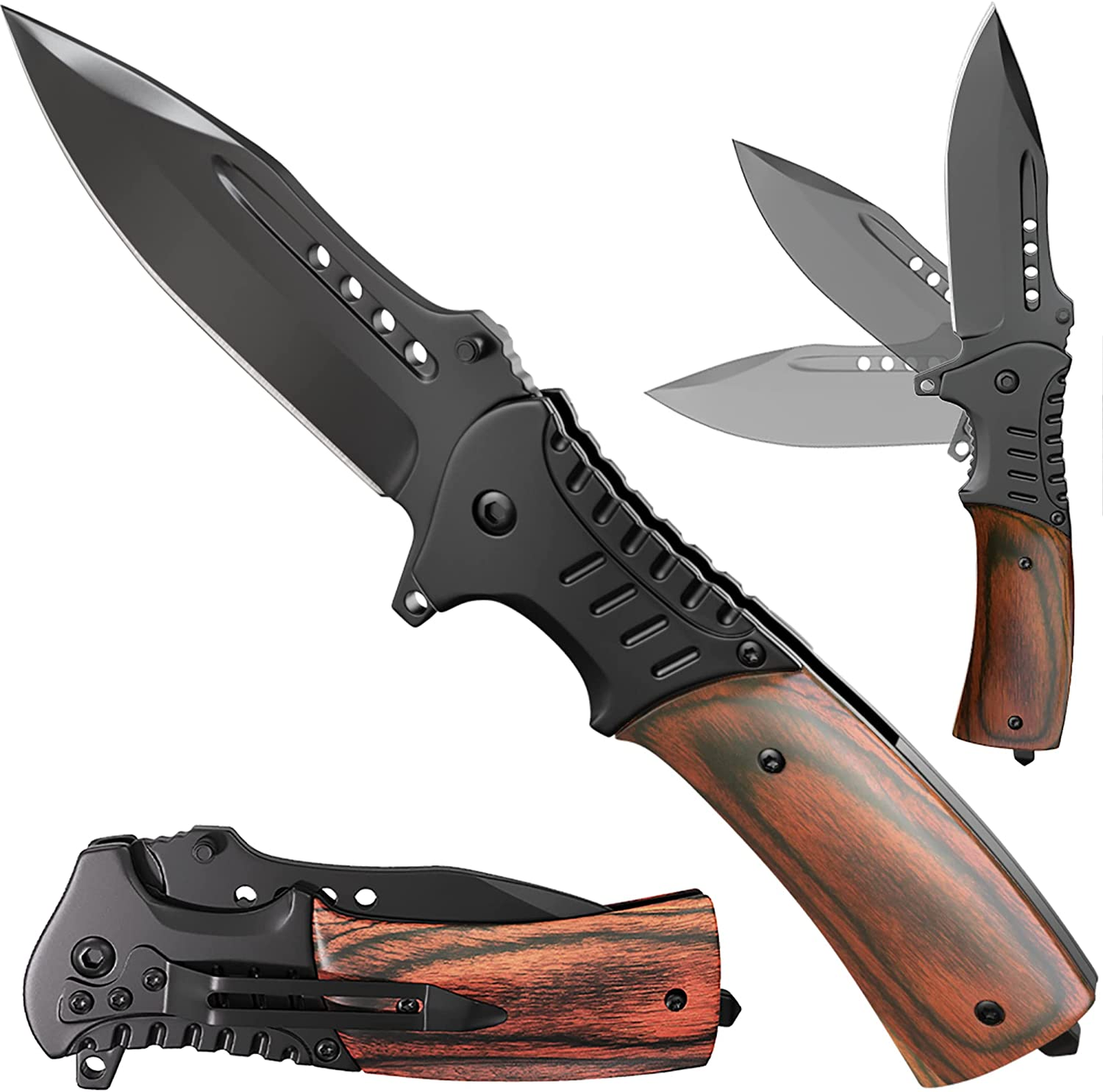 Pocket Knife Spring Assisted Folding Knives - Military EDC USMC Tactical Jack Knifes - Best Camping Hunting Fishing Hiking Survival Knofe - Travel Accessories Gear - Boy Scout Knife Gifts for Men