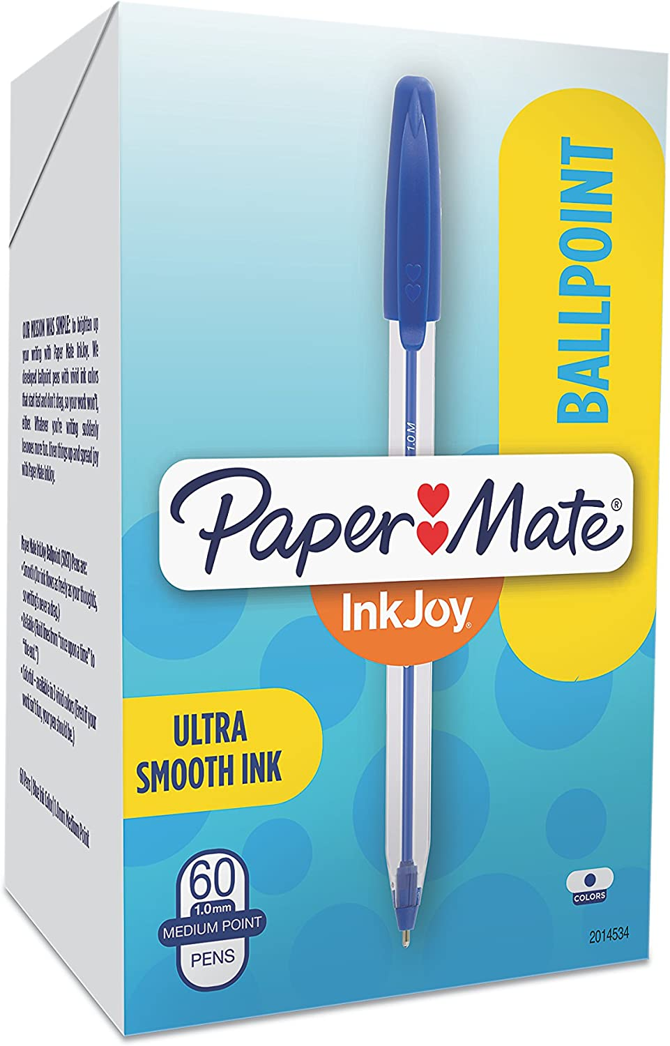 Paper Mate 2014534 Inkjoy 50ST Ballpoint Pens, Medium Point (1.0Mm), Blue, 60 Count