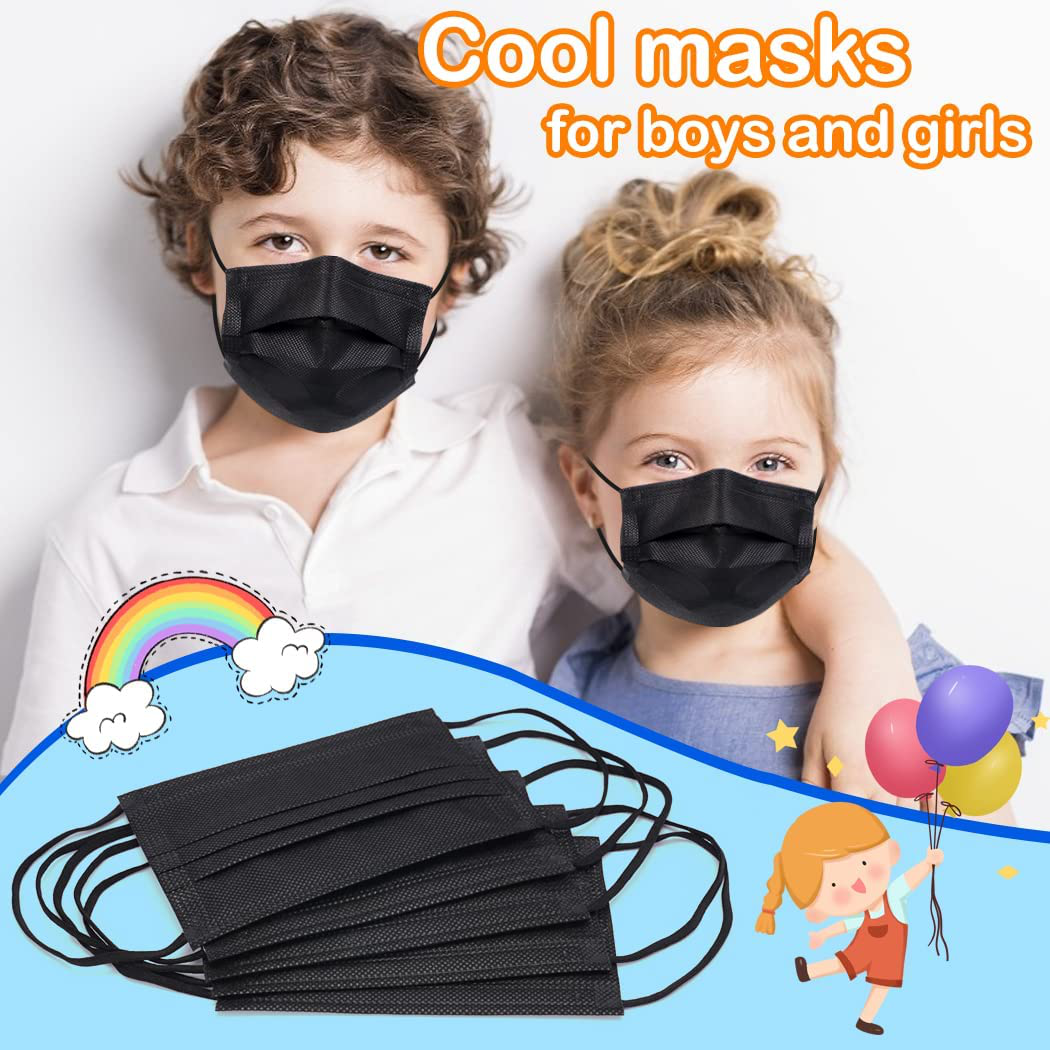 100 Pcs Disposable Face Masks, Black Disposable Face Masks, 3 Layer Black Face Mask