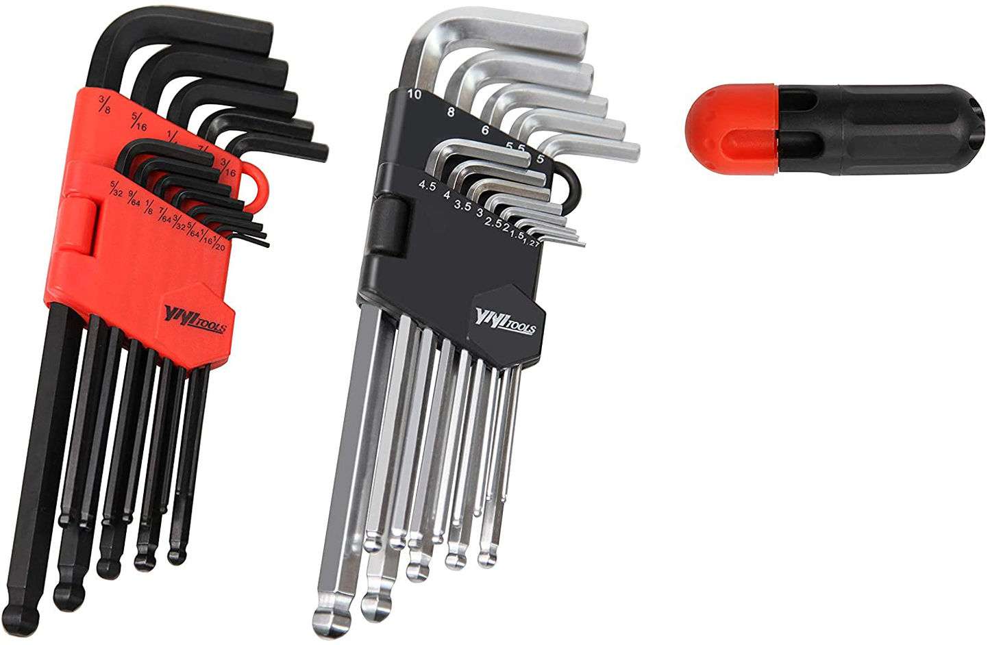 YIYITOOLS Hex Key Allen Wrench Set– 26-Piece With Ball End and Free Strength Helping T Handle,1/20-3/8 inches, 1.27-10 mm, Black and Silver , Industrial Grade Set Tools, T handle Allen Wrench Set
