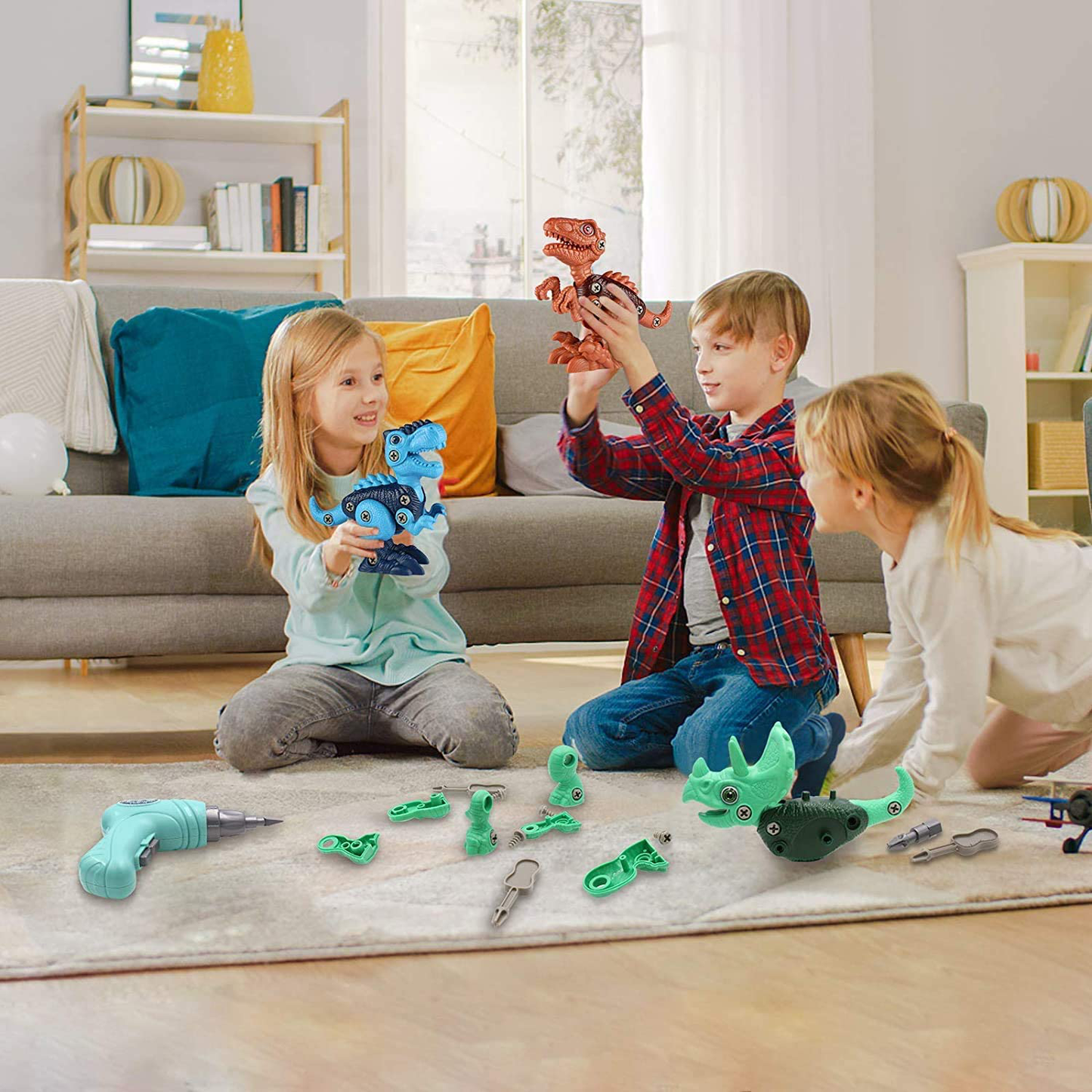 Dinosaur Toys for 3 4 5 6 7 Year Old Boys, Take Apart Dinosaur Toys for Kids 3-5 5-7 STEM Construction Building Kids Toys with Electric Drill, Dinosaur Toys Christmas Birthday Gifts Boys Girls