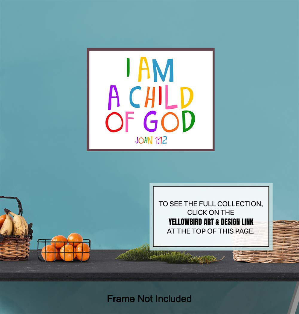Scripture Bible Verse Wall Decor - Christian Wall Art for Kids Room, Boys, Girls Bedroom, Church Bible Study, Sunday School - Religious Gifts for Children - Inspirational Child of God Poster Print