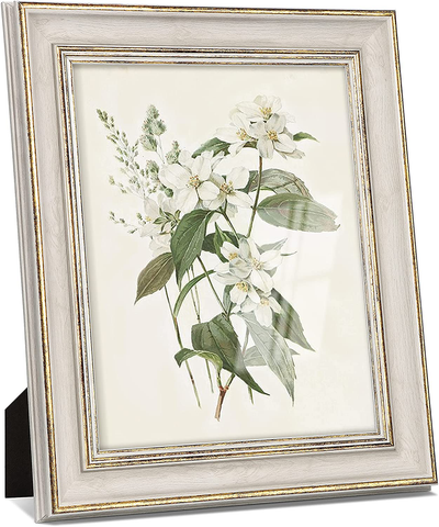 Sonefreiy Picture Frame 8x10 White Gold Vintage Antique Retro Photo Frame Desk and Wall Hanging Family Friends Wedding Gift