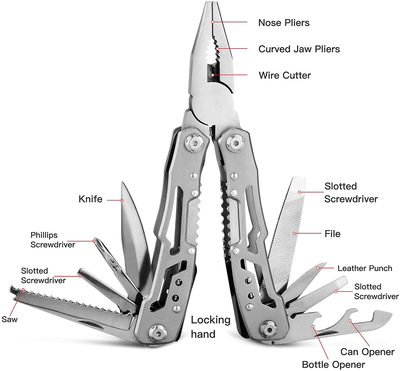 14-In-1 Multitool Pliers,Premium Portable Multi Tool ,With Safety Locking Professional Stainless Steel Multitool Pliers Pocket Knife,Apply to Survival, Camping, Gifts for Dad Husband Boyfriend
