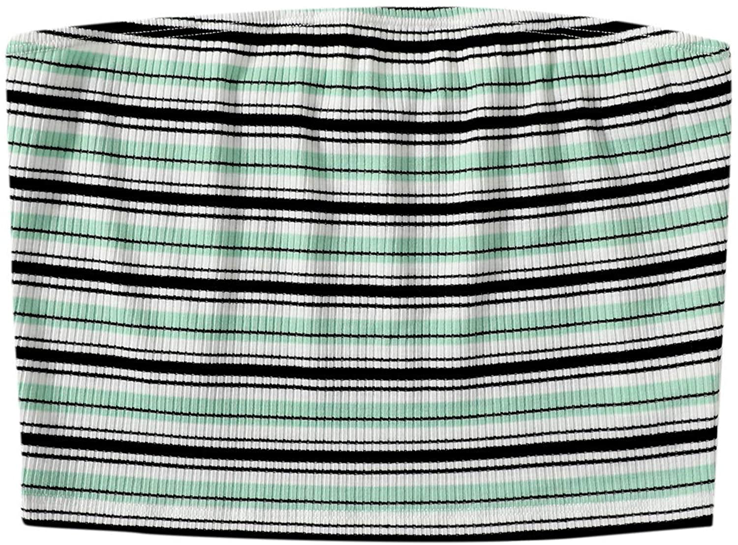 MAKEMECHIC Women's Striped Strapless Sleeveless Bandeau Tube Crop Top