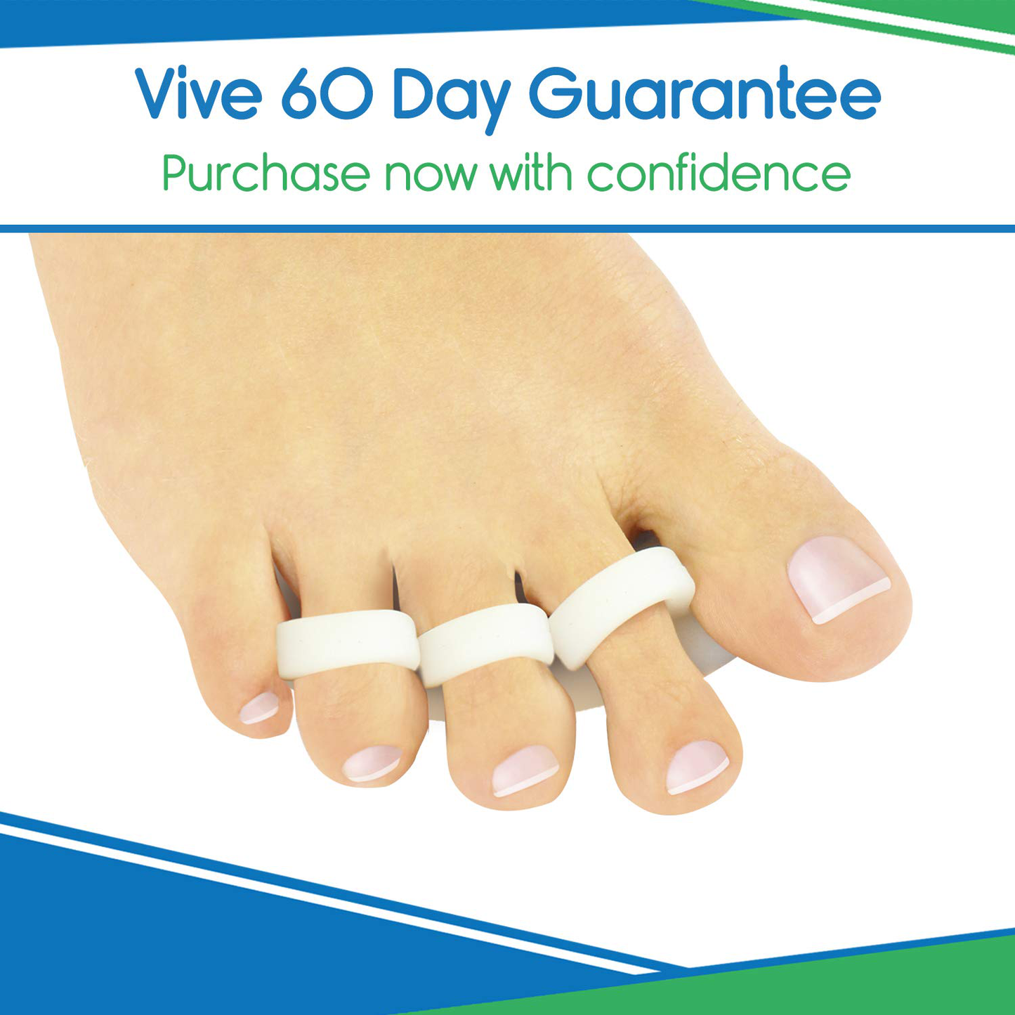 Vive Hammer Toe Straightener 3 Loop (4 PK) Corrector Cushion for Women, Men - Bunion Foot Relief - Feet Alignment for Curled Claw Crooked and Mallet Toes - Right and Left Gel Guard - Overlap Spreader