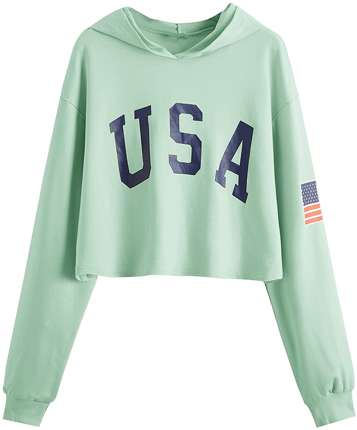 SweatyRocks Women's Casual Letter Print Long Sleeve Crop Top Sweatshirt Hoodies