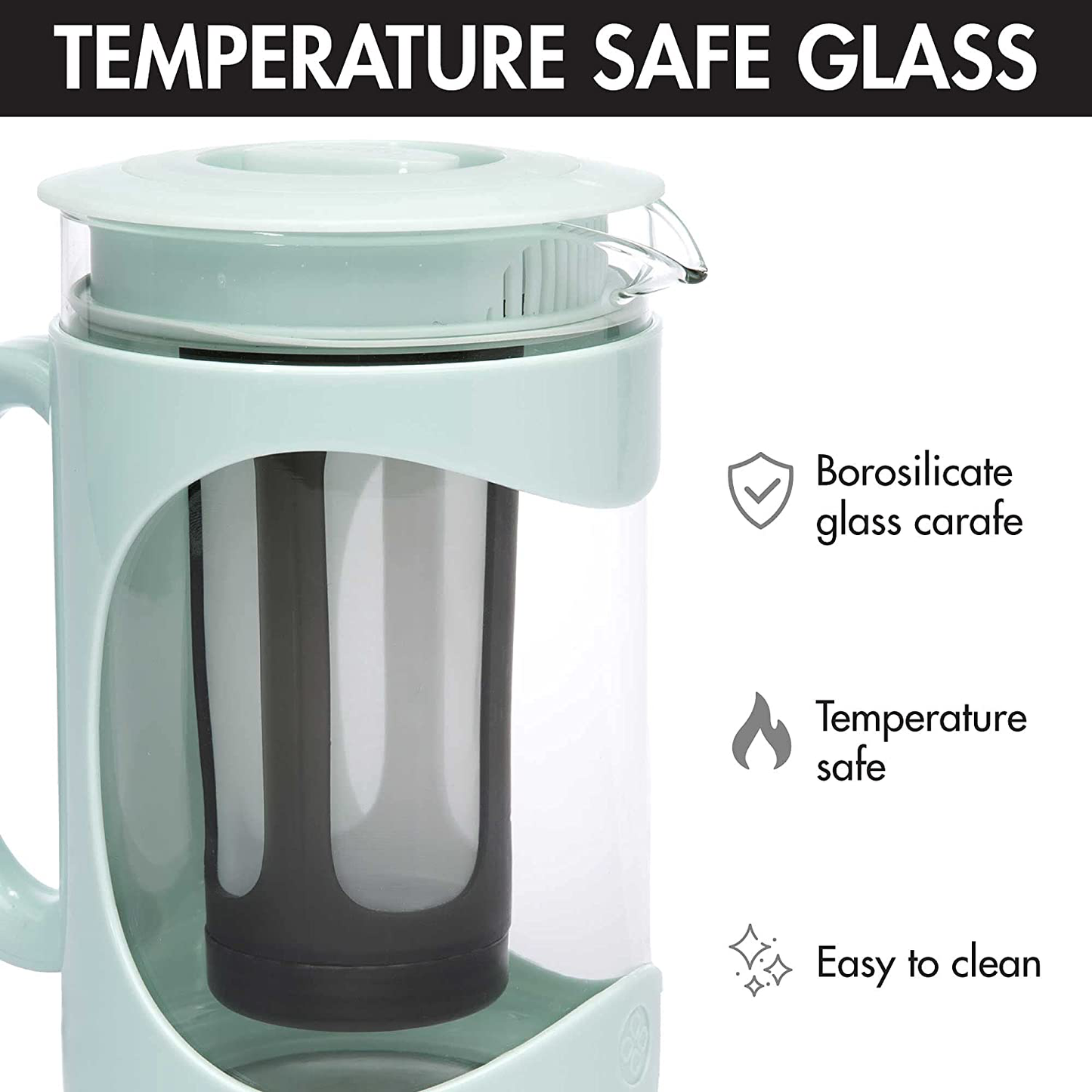 Primula Burke Deluxe Cold Brew Iced Coffee Maker, Comfort Grip Handle, Durable Glass Carafe, Removable Mesh Filter, Perfect 6 Cup Size, Dishwasher Safe, 1.6 Qt, Red