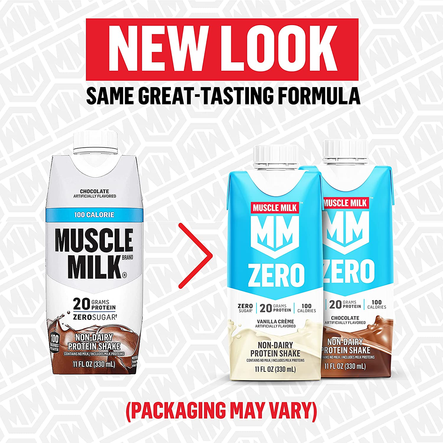 Muscle Milk Zero Protein Shake, Chocolate, 11 Fl Oz Carton, 12 Pack, 20G Protein, Zero Sugar, 100 Calories, Calcium, Vitamins A, C & D, 4G Fiber, Energizing Snack, Workout Recovery, Packaging May Vary