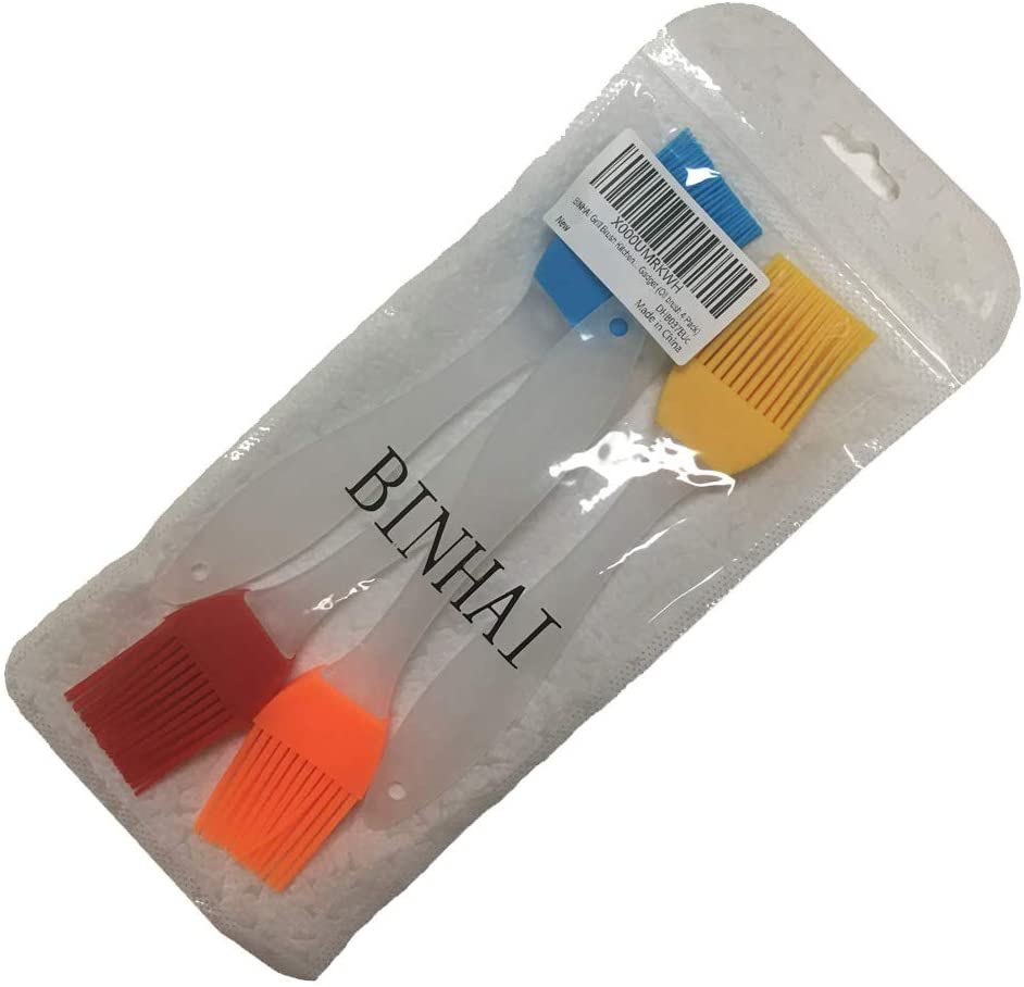 Binhai Basting Brushes Grill Brush Kitchen Silicone Basting Pastry Cooking Brushs & BBQ Basting Brush, Varying Bright Color - Best Kitchen Gadget (Oil Brush 4 Pack)