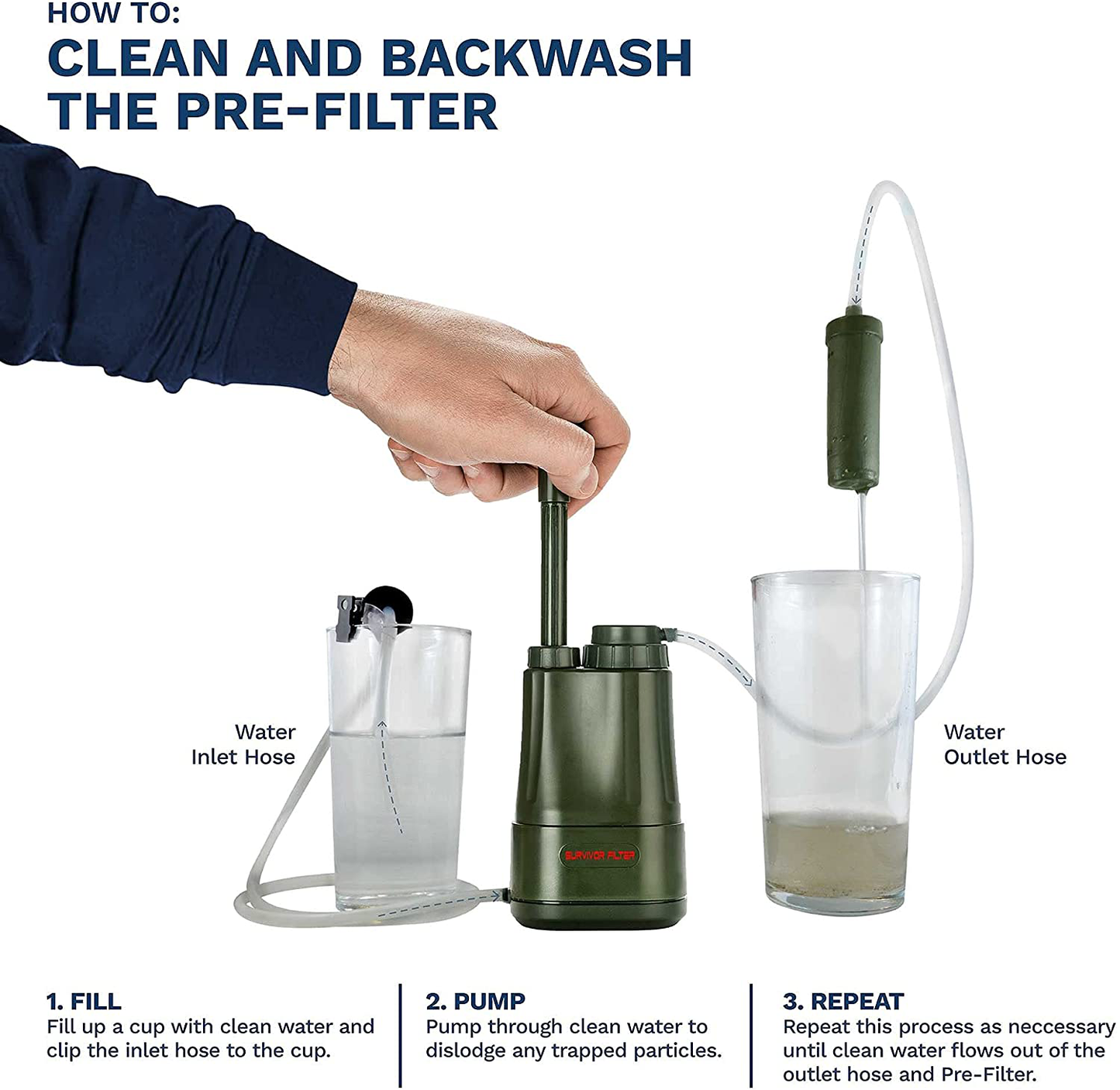Survivor Filter Pro - Hand Pump Camping Water Filter - Emergency Water Filter