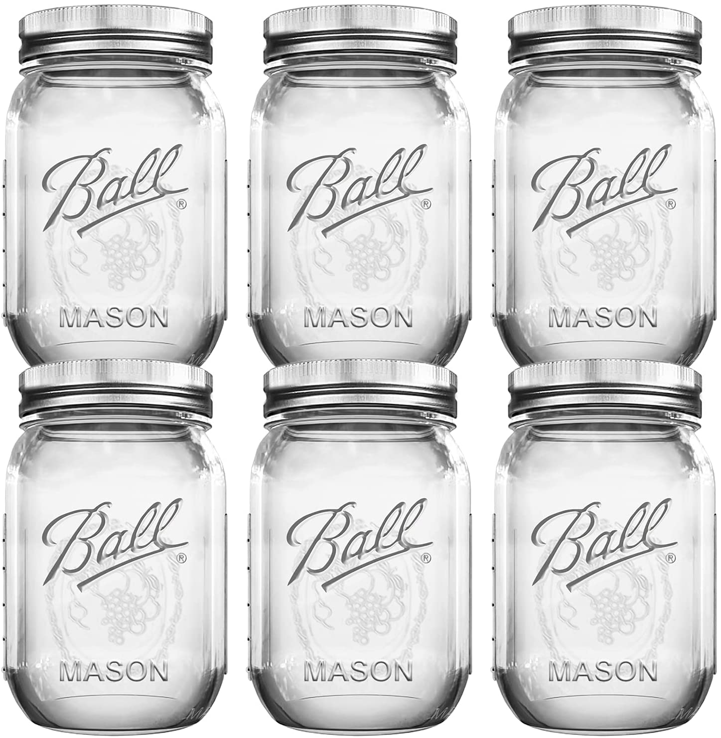 BHL JARS Ball Mason Jars Wide Mouth 32 oz Bundle with Non Slip