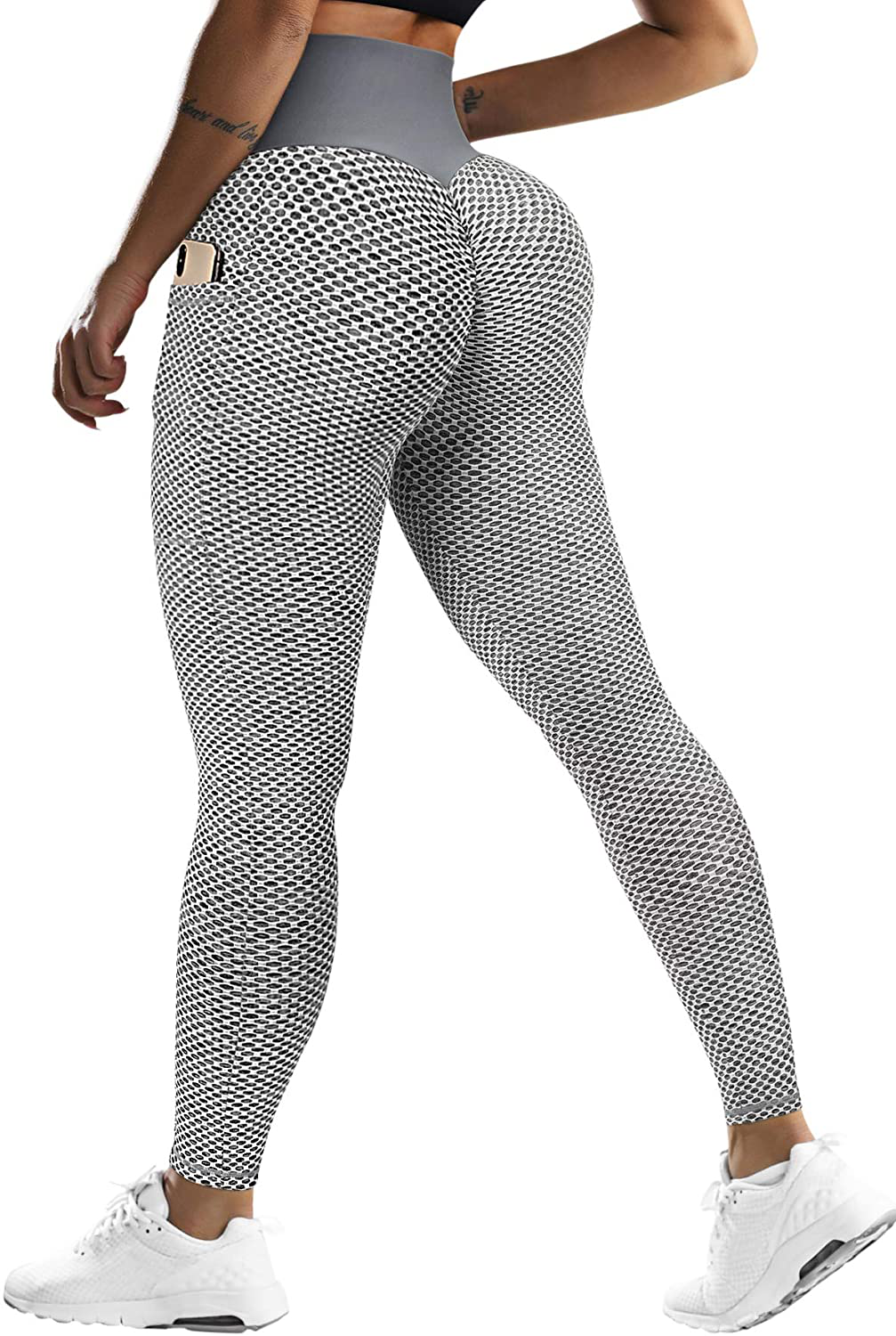 MOSHENGQI Women's Ruched Butt Lifting High Waist Yoga Pants Tummy Control Stretchy Workout Leggings Textured Booty Tights