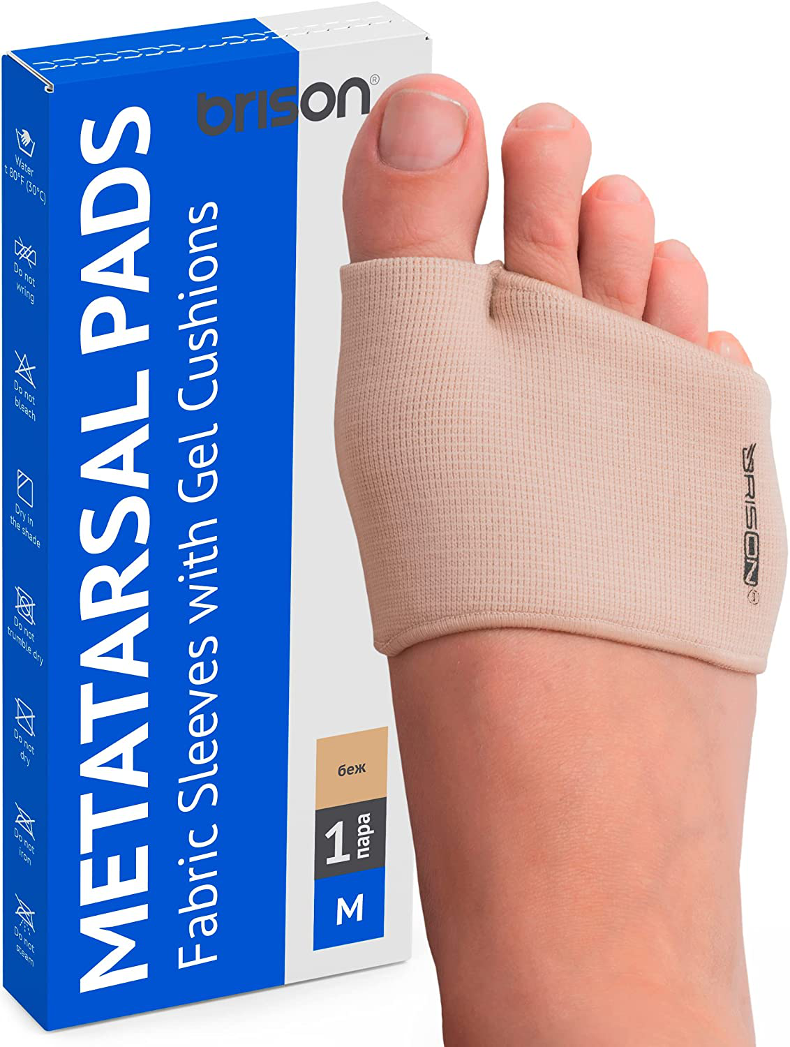 Metatarsal Pads - Gel Sleeves Forefoot Cushion Pads - Fabric Soft Foot Care Ball of Foot Cushions for Bunion Forefoot Blisters Callus Supports Metatarsalgia Pain Relief ( Black ) M