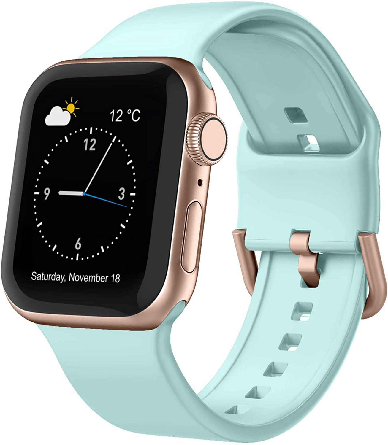 Adepoy Compatible with Apple Watch Bands Soft Silicone Sport Wristbands Replacement Strap with Classic Clasp for iWatch
