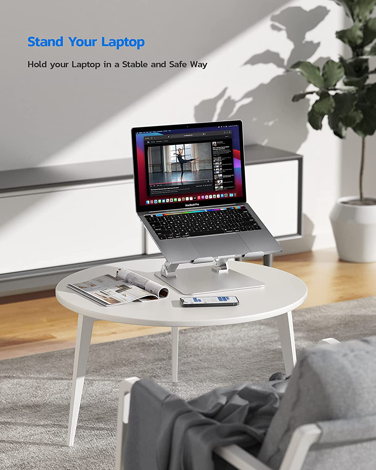 Nulaxy Laptop Stand, Ergonomic Height Angle Adjustable Computer Laptop Holder Compatible with All Laptops 11-17", Supports Up to 44 Lbs