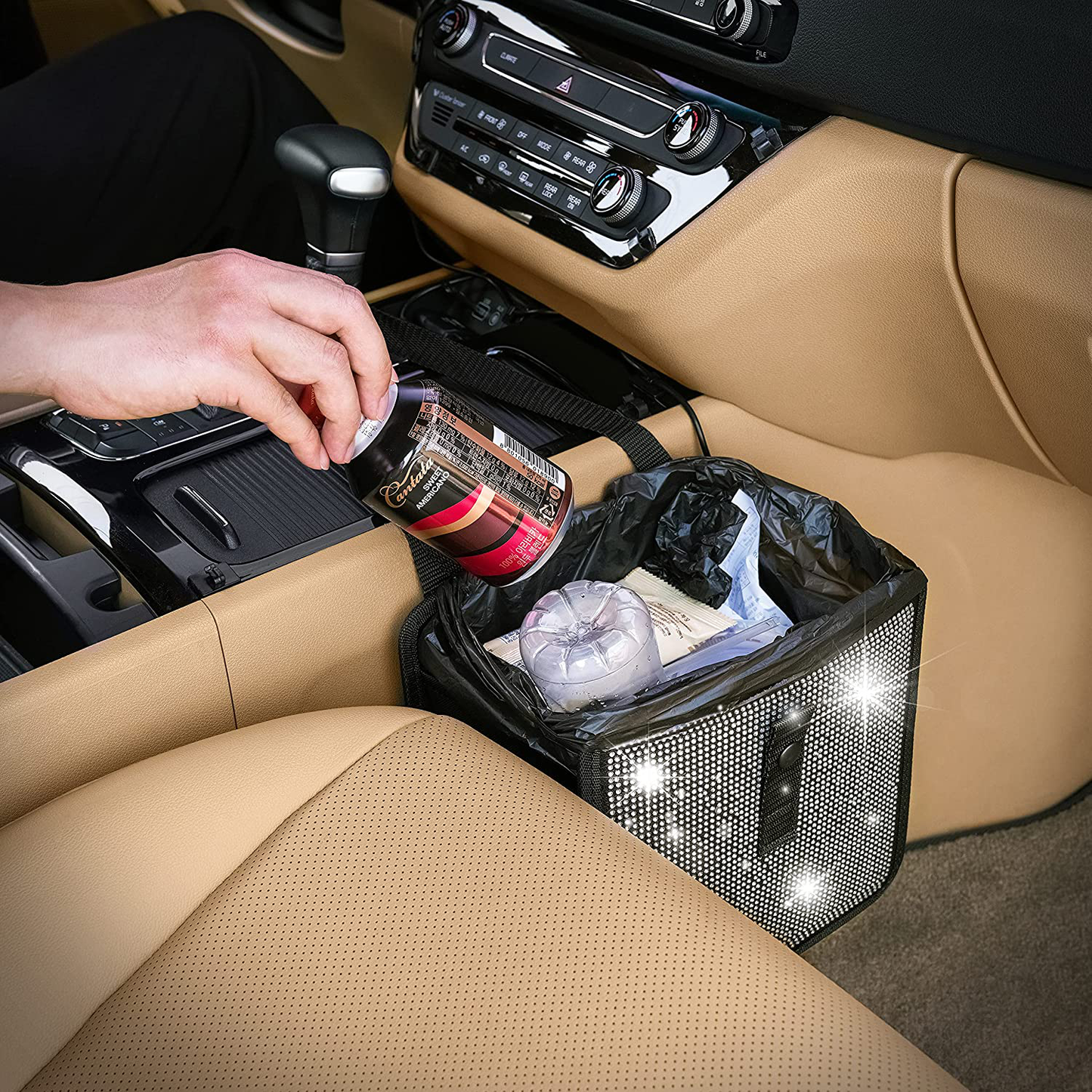 KMMOTORS Foldable Car Garbage Can Patented Car Waste Basket Comfortable Multifuntional