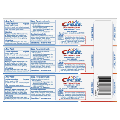Crest Kid's Cavity Protection Toothpaste (children and toddlers 2+)