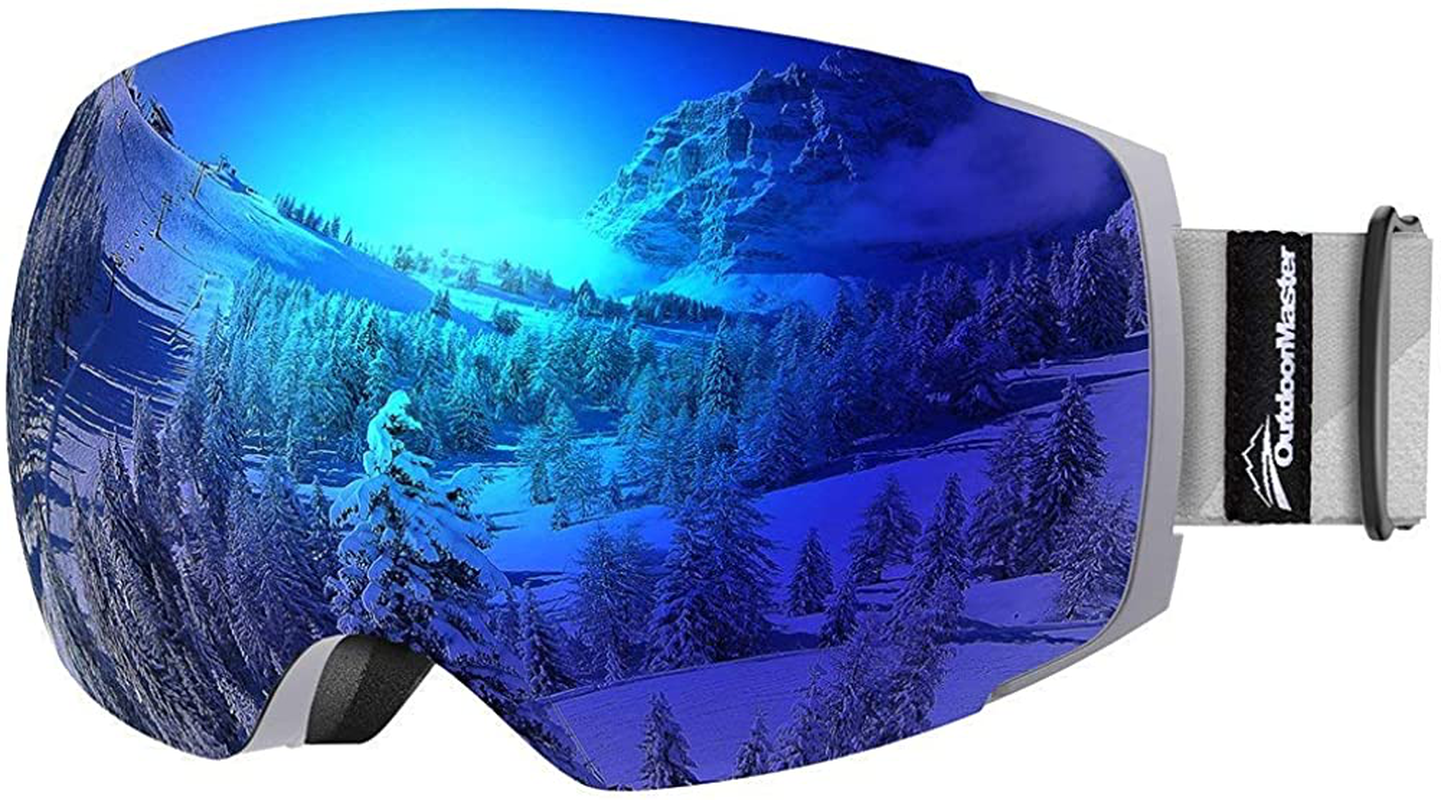 Outdoormaster Ski Goggles PRO - Frameless, Interchangeable Lens 100% UV400 Protection Snow Goggles for Men & Women