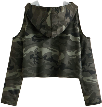 SweatyRocks Women's Cold Shoulder Tie Dye Pullover Hoodie Crop Top Sweatshirt
