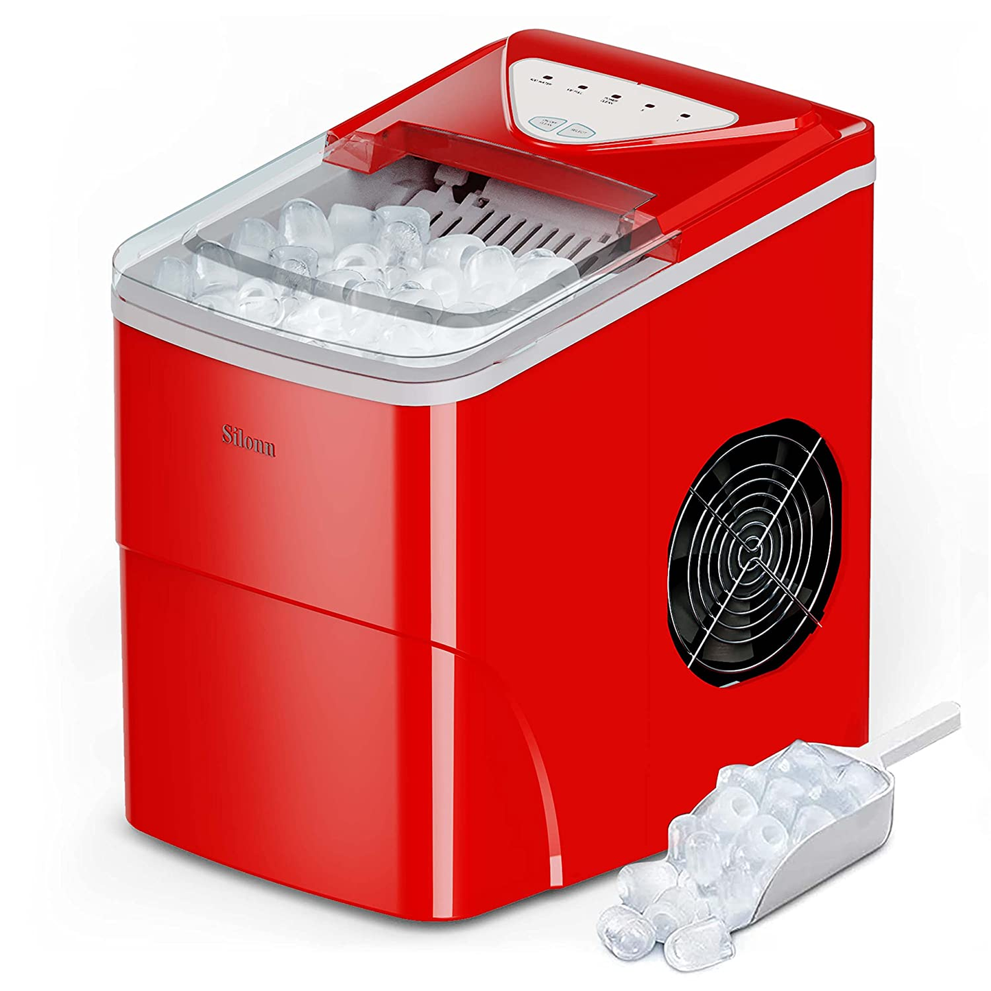 Ice Makers Countertop, 9 Cubes Ready in 6 Mins, 26Lbs in 24Hrs, Self-Cleaning Ice Machine with Ice Scoop and Basket, 2 Sizes of Bullet Ice for Home Kitchen Office Bar Party
