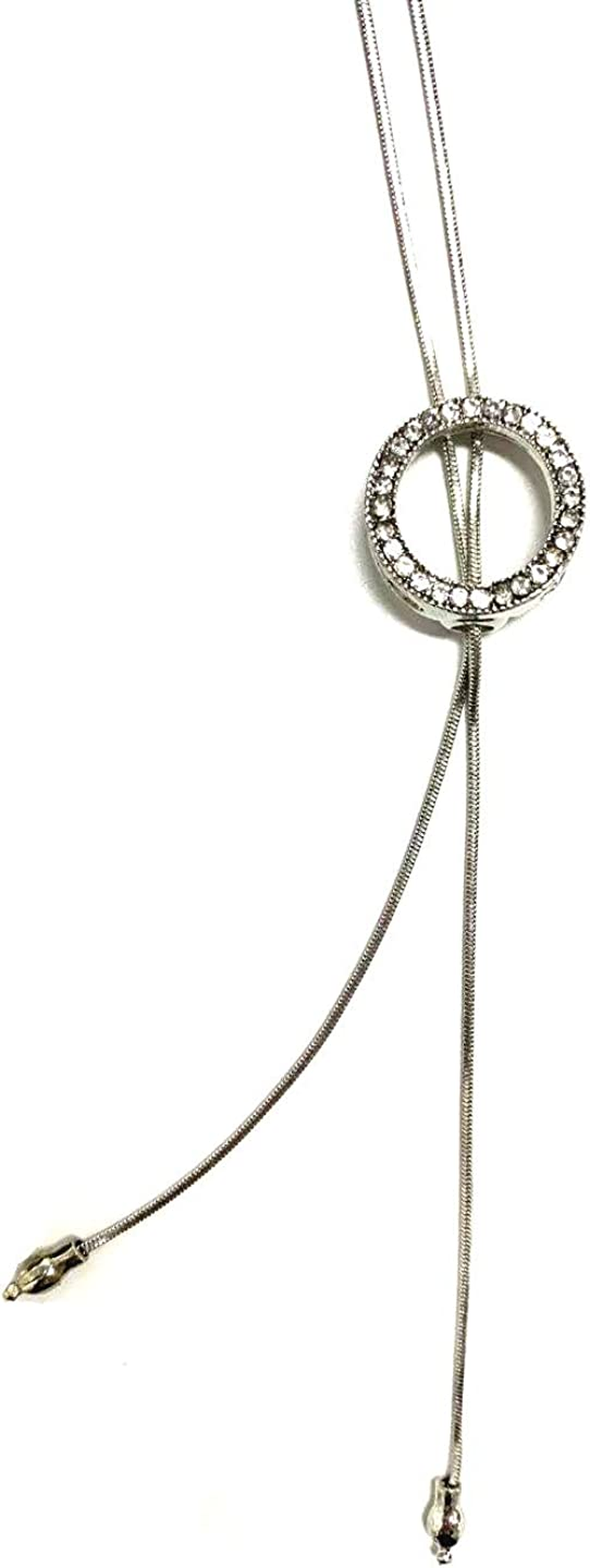 Long Hoop Necklace for Women Crystal Pendant Necklace Sweater Chain Statement Necklace Choker Adjustable Charm Jewelry Crystal Accessories Wedding Party Evening Dressy