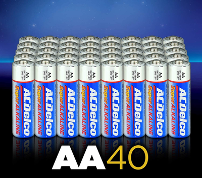 Acdelco AA Batteries, Maximum Power Super Alkaline Battery, 10-Year Shelf Life, Recloseable Packaging, Blue
