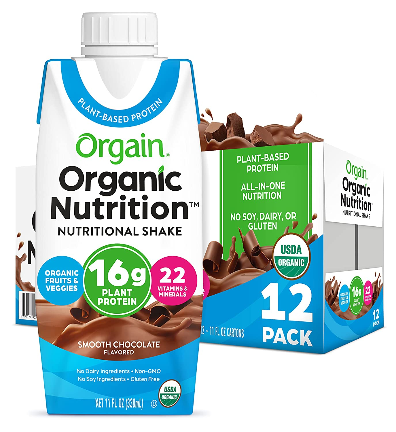 Orgain Organic Vegan Plant Based Nutritional Shake, Vanilla Bean - Meal Replacement, 16G Protein, 21 Vitamins & Minerals, Non Dairy, Gluten Free, Lactose Free, Kosher, Non-Gmo (Packaging May Vary)