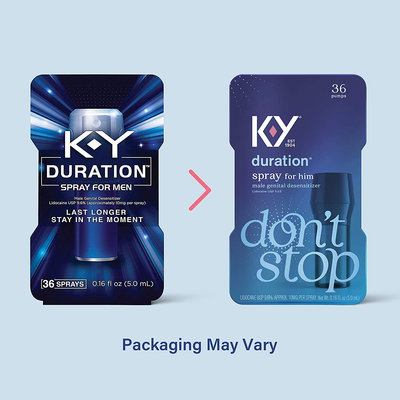 Duration Spray for Men, K-Y Male Genital Desensitizer Numbing Spray to Last Longer, 0.16 Fl Oz, 36 Sprays, Made with Lidocaine to Help Men Last Longer in Bed