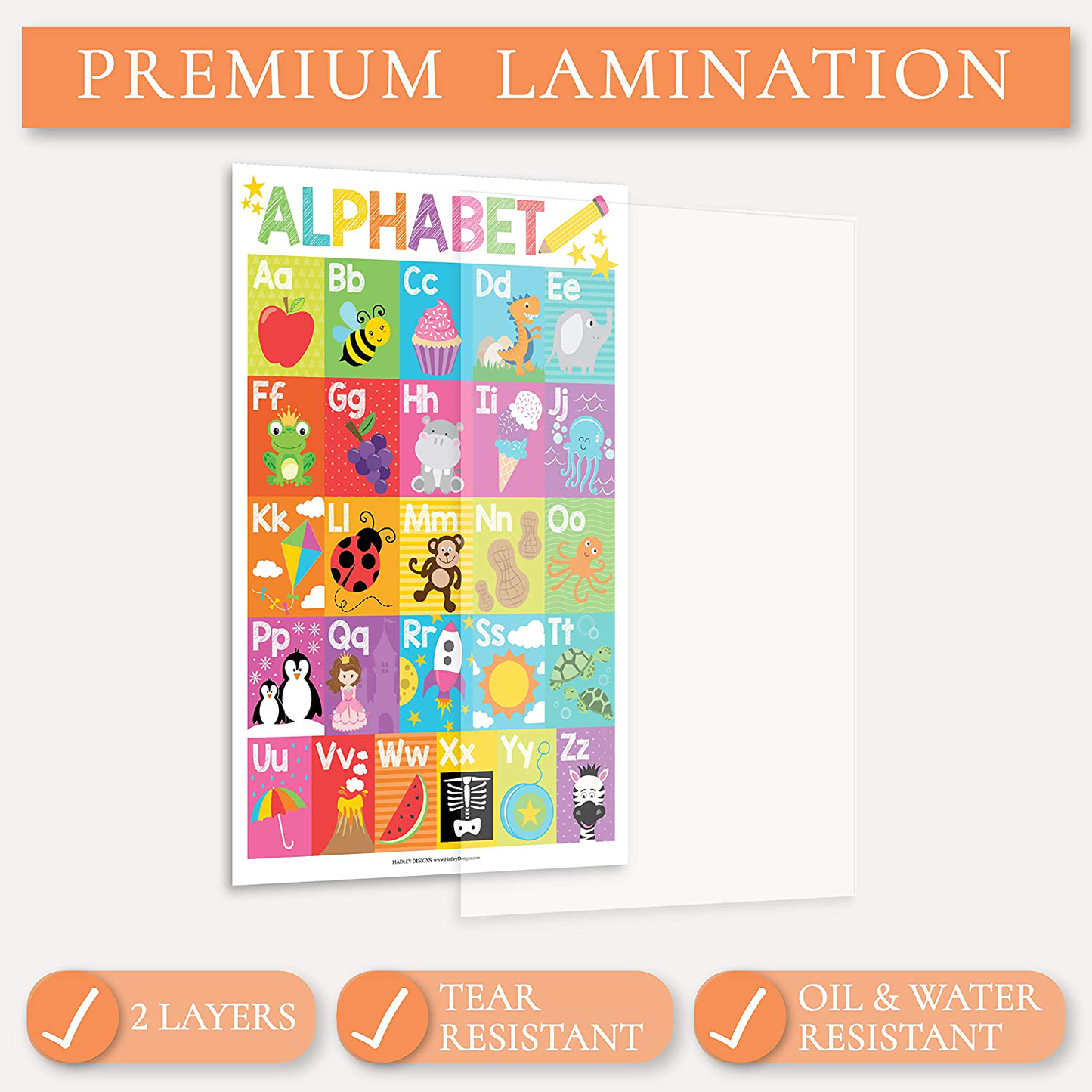 4 Alphabet, Months of the Year, Weather, Days of The Week Calendar For Kids, ABC Posters For Toddlers Wall Decor Art, Charts for Kindergarten Classroom PreK or Homeschool, Educational Laminated 11x17"