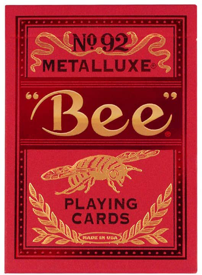 Bee Metalluxe Playing Cards - Red Foil Diamond Back, Standard Index