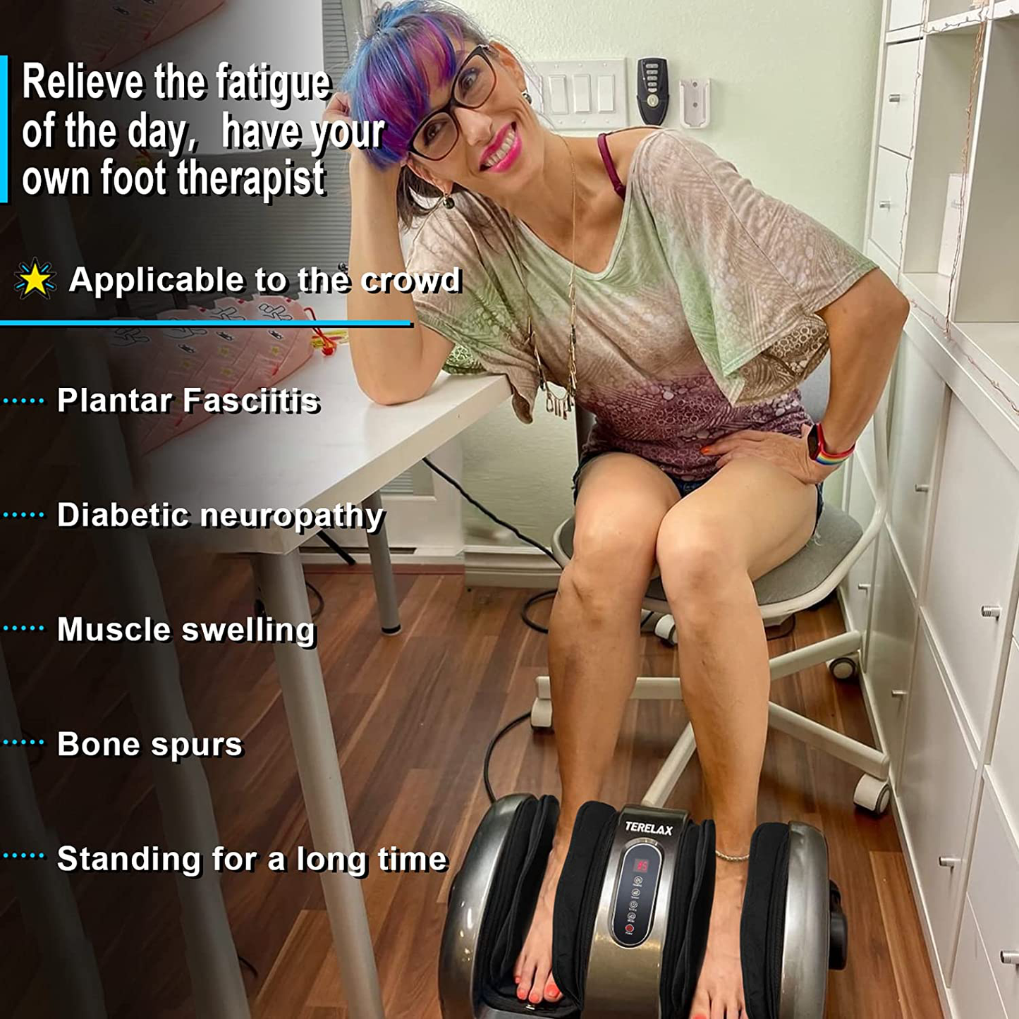 Foot Massage Machine Shiatsu Foot and Calf Massager with Heat Air Compression Deep Kneading Therapy Plantar Fasciitis Relieve Fatigue Feet/Calves/Arms Increases Blood Flow Circulation