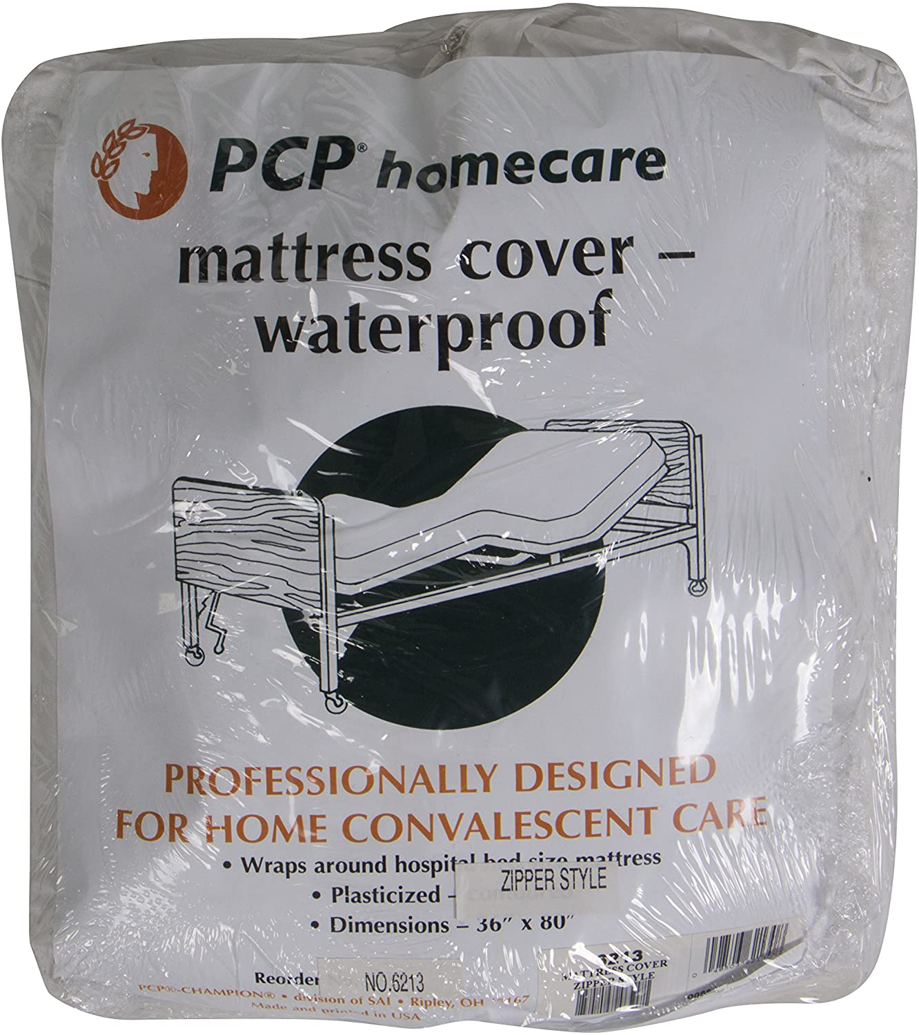 PCP Waterproof Slip-On Mattress Cover, White, 36 X 80 inch (6211)