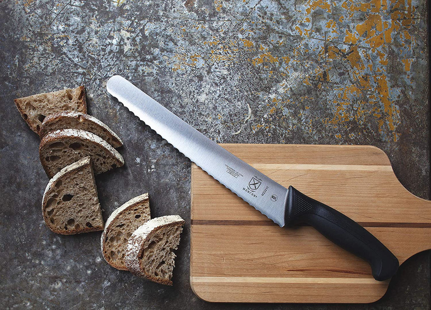 Mercer Culinary M23210GR Bread Knife, 10-Inch Wavy Edge Wide, Green