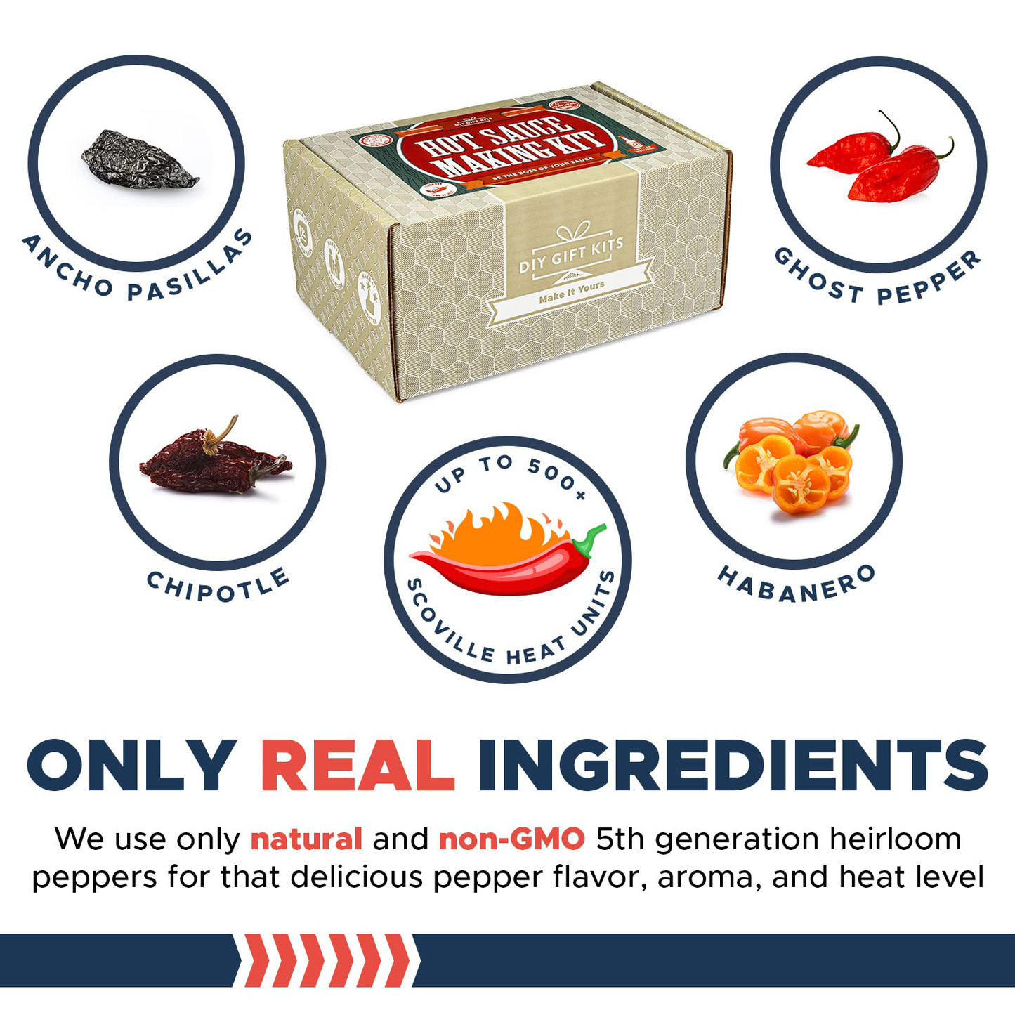 DIY Gift Kits Hot Sauce Making Kit, 26 Piece Set, Gourmet Spicy Gift Set for Men, Featuring 5Th Generation Heirloom Peppers & Spice Blends, Natural & GMO Free, Recipe Book, Storing Bottles