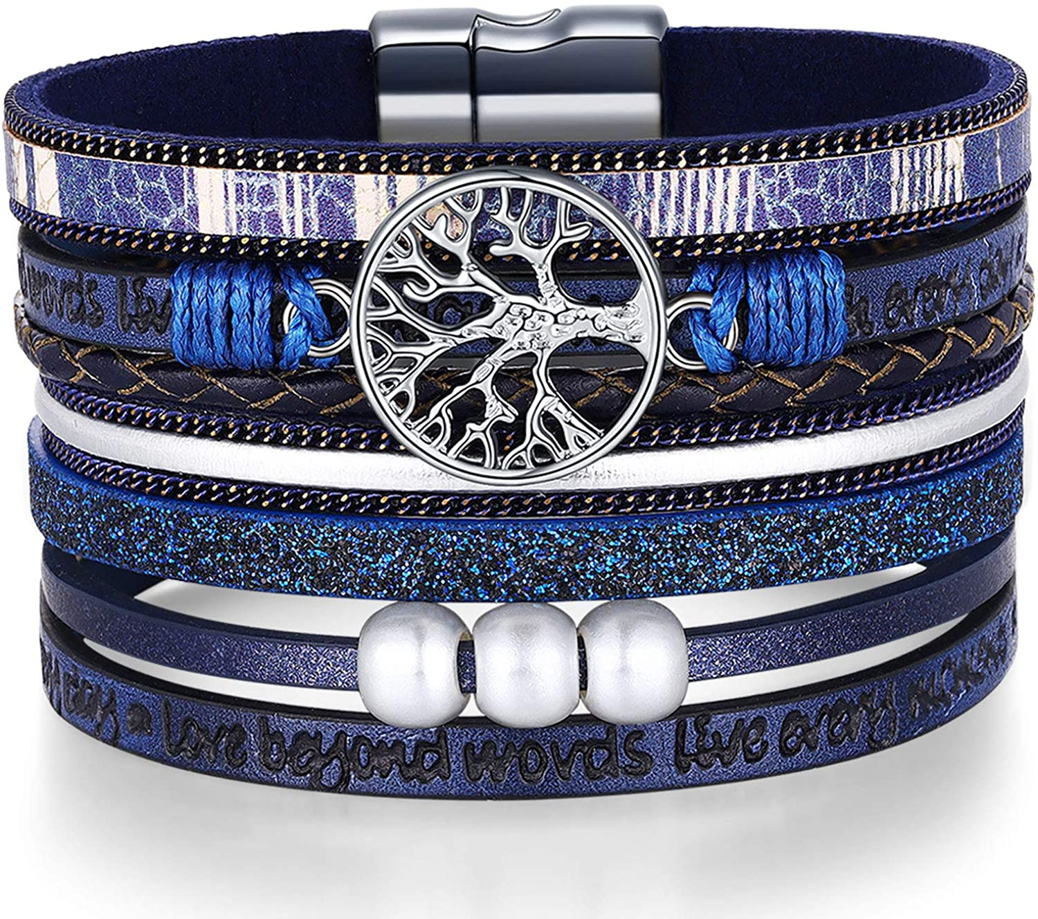 Inspirational Tree of Life Leather Bracelets for Women,Birthday Easter Jewelry Gifts for Teens Girls