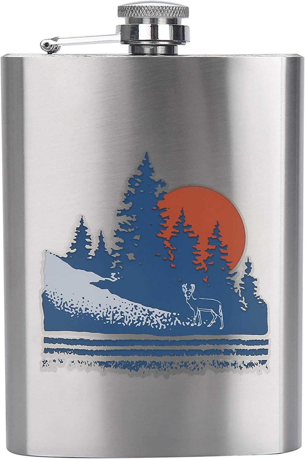TUGG Ozark Trail 7.5Oz Stainless Steel Flask with Attached Cap and Easy-Pour Funnel (Take Me to the Trail)