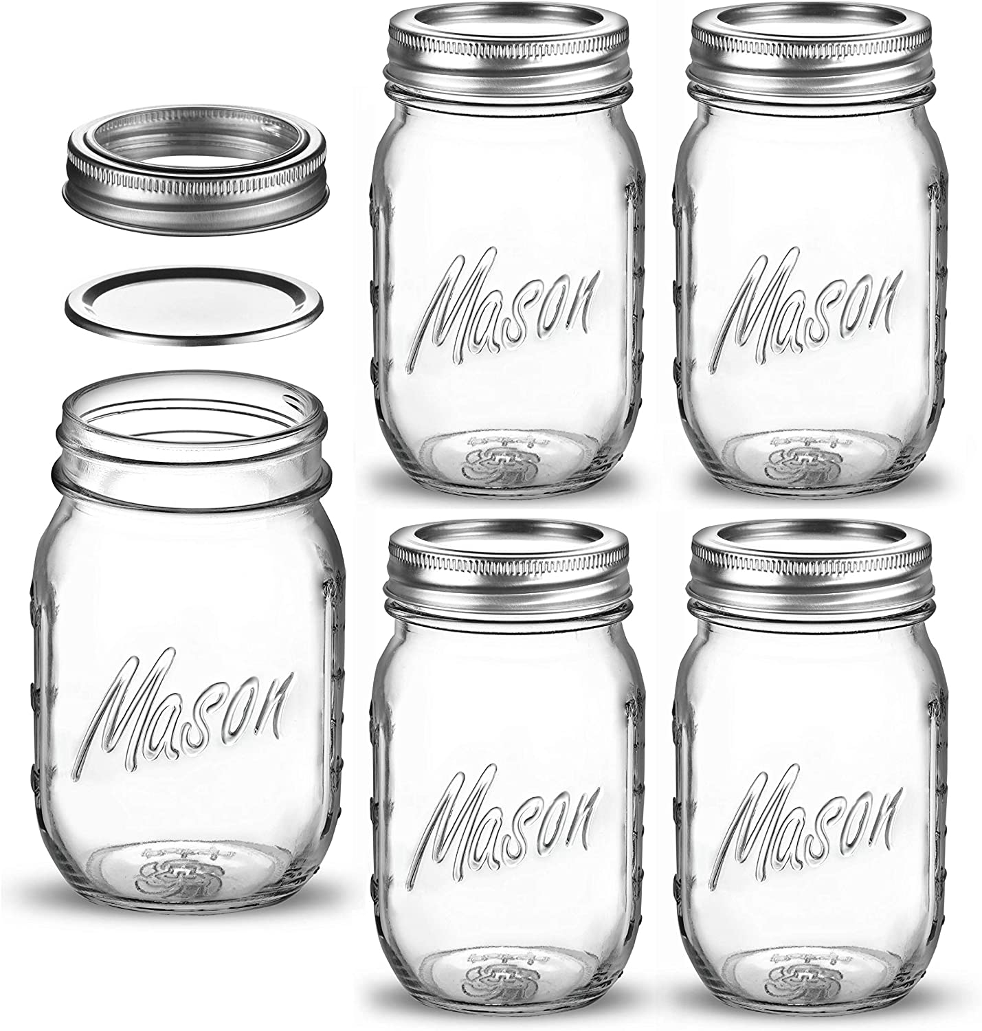 Glass Regular Mouth Mason Jars, (6 Pack - 8 Ounce) Glass Jars with Silver  Metal Airtight Lids for Meal Prep, Food Storage, Canning, Drinking, for  Overnight Oats, Jelly, Dry Food 