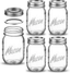 Regular-Mouth Glass Mason Jars, 16-Ounce (5-Pack) Glass Canning Jars with Silver Metal Airtight Lids and Bands with Measurement Marks, for Canning, Preserving, Meal Prep, Overnight Oats, Jam, Jelly,