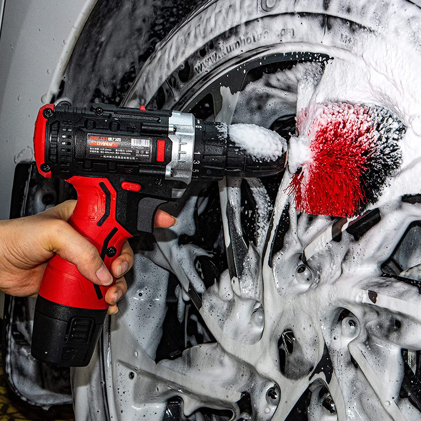 12 Pcs Car Cleaning Tools Kit with 4x Car Detailing Brush and Scrub Brush, Drill Cleaning Brush Attachment, Car Cleaning Tools for Cleaning Wheels,Rims,Tires, Interior, Exterior,Air Vents,Dashboard